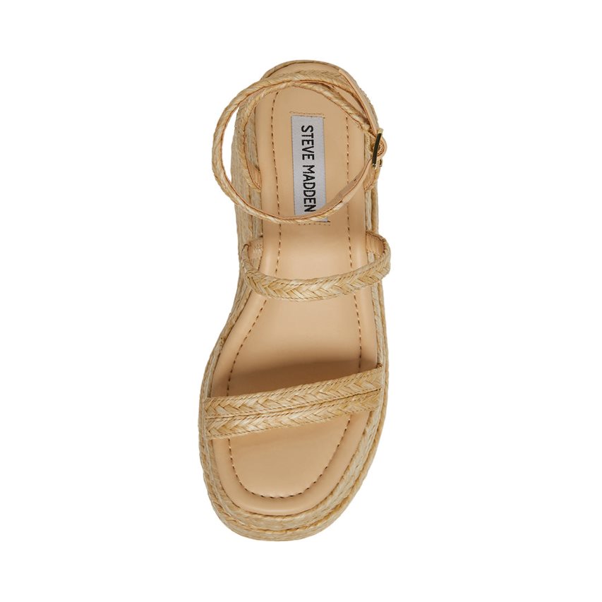 Zapatos Cuña Steve Madden Abundant Natural Raffia Mujer Beige | ES QC9E36